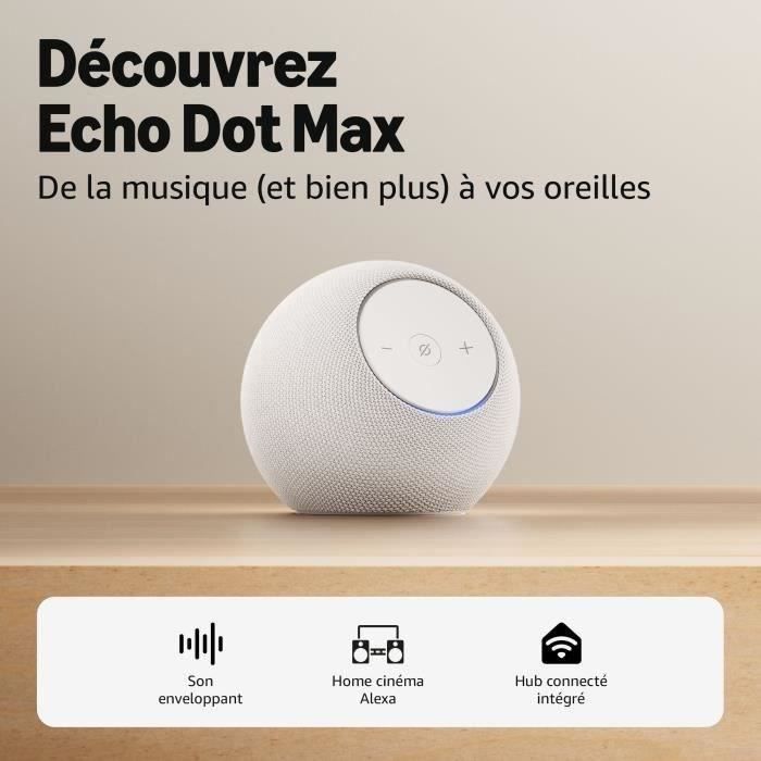 Slimme speaker - AMAZON - Echo Dot Max - 1 tweeter + 1 subwoofer - Wi-Fi - Glacier White