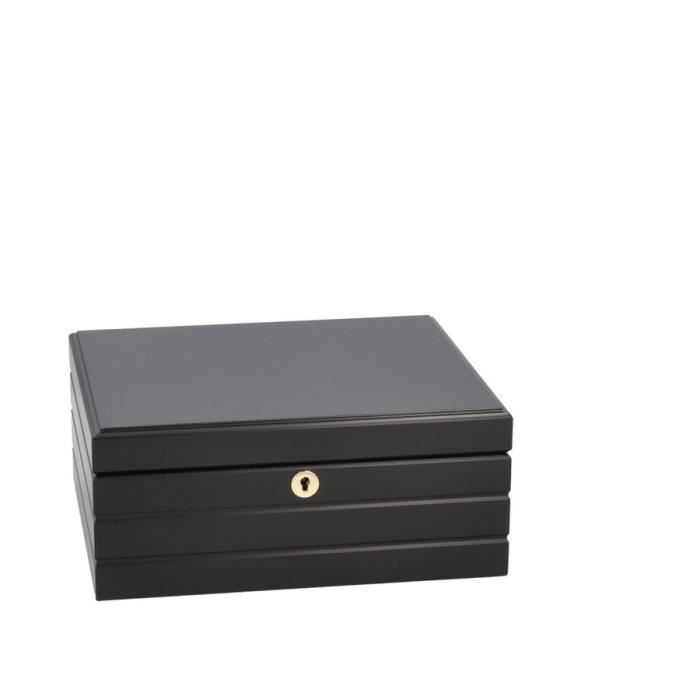 Humidor Firenze Adorini - Deluxe, contiene fino a 75 sigari, igrometro a capello ad alta precisione, nero