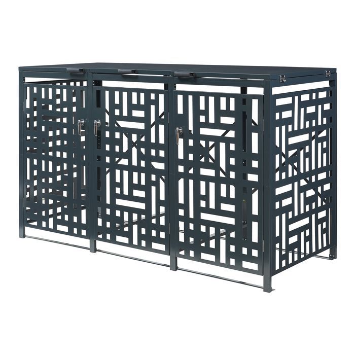 Caja de almacenamiento Bernalda para 3 contenedores de 240 L, acero galvanizado, color antracita.