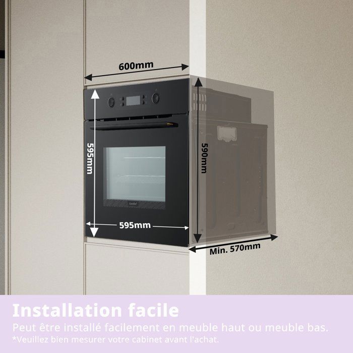 Inbouw pyrolytische oven met airfryer - 72 liter - COMFEE CBO65P80E0-BK - Zwart - Energieklasse A