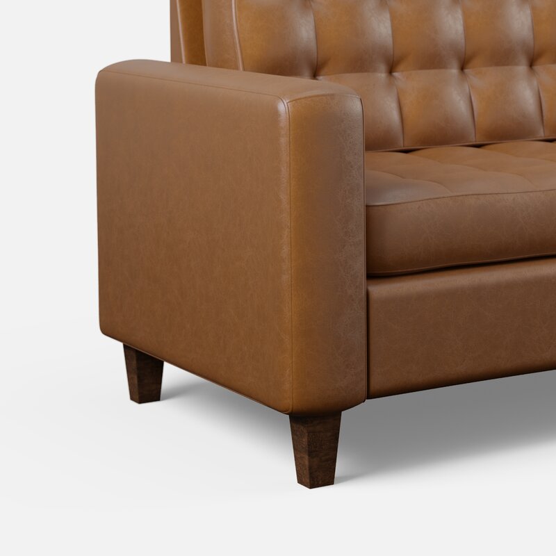 Milton 76” Sofa mit quadratischen Armlehnen aus veganem Leder