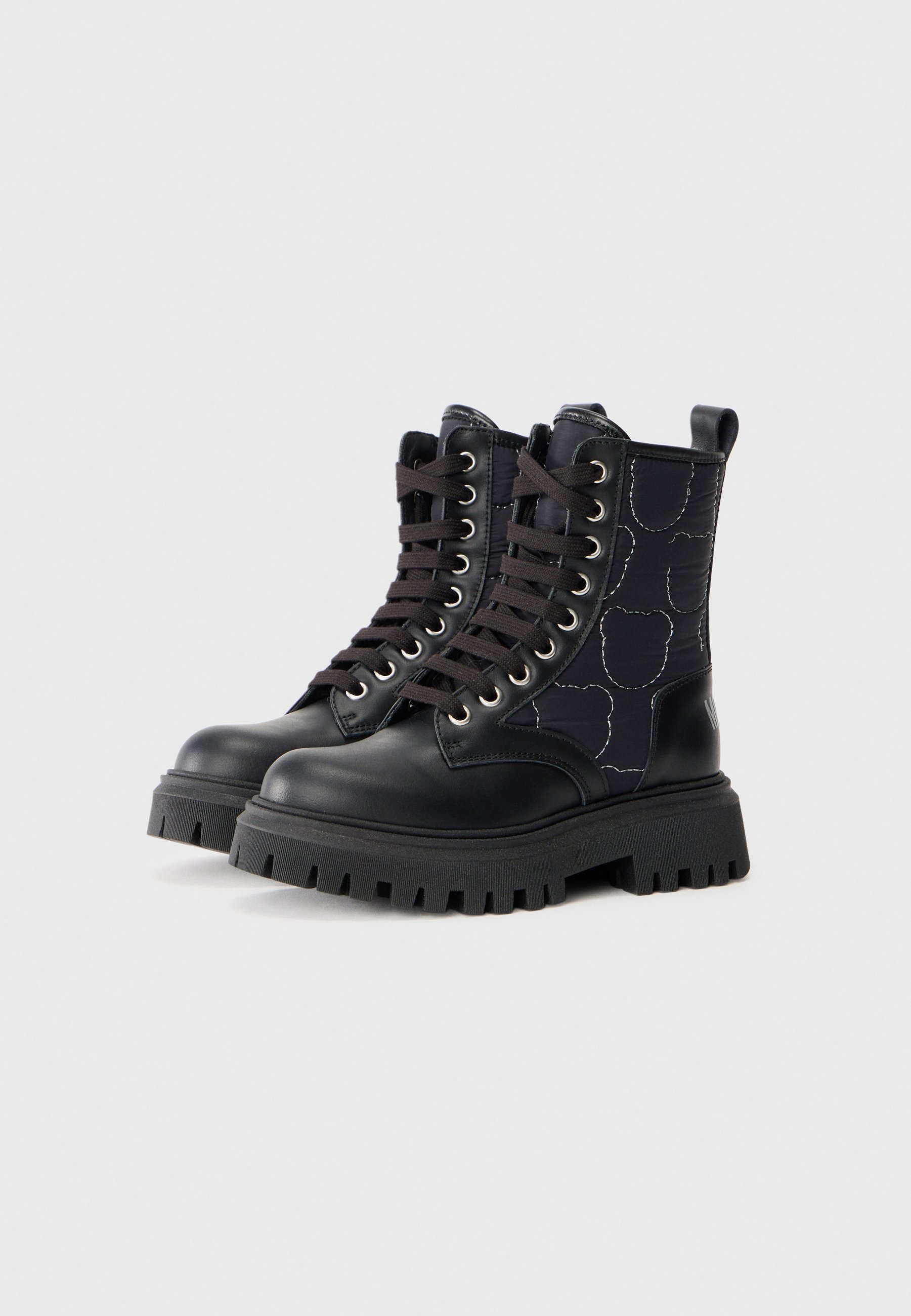 MOSCHINO UNISEX - Stivaletti stringati - nero/argento