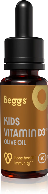 Výživový doplnok Beggs Kids Vitamín D3 400 IU s olivovým olejom a kvapkami vitamínu D