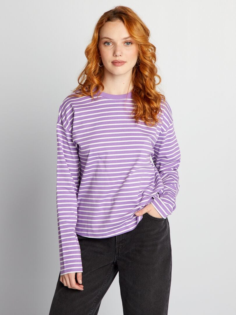Jersey matrozen T-shirt - Paars