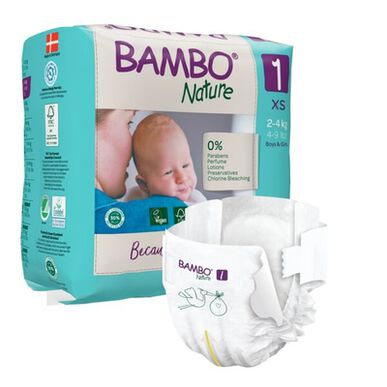 Bambo Nature Gutter & Jenter 0 % Parfyme Miljøvennlige Babybleier Størrelse 1 2–4 kg 22 enheter