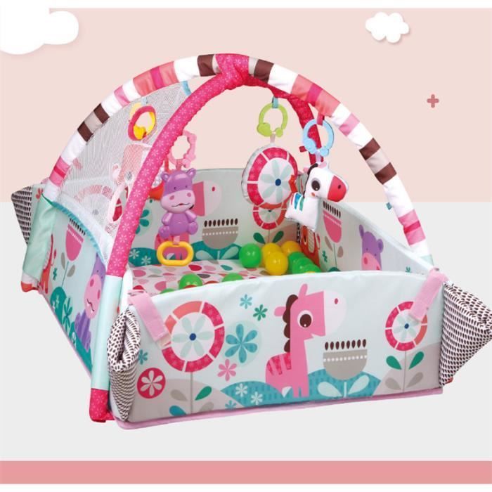 Spielmatte für Babys, Aktivitätsmatte für Babys, Gymnastikmatte, Sicherheitsmatte für Babys, mit Ozeanball-Spielzeug, Rosa