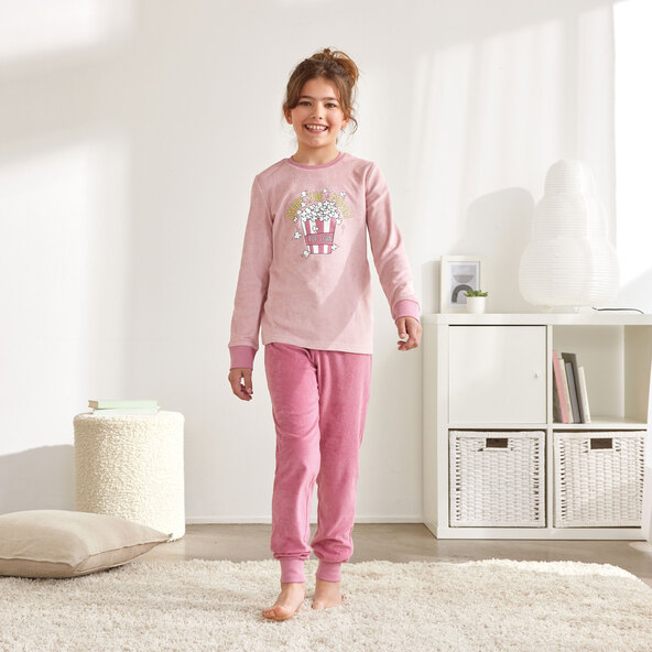 Terrycloth pajamas, pink/white, size 110/116, set of 2