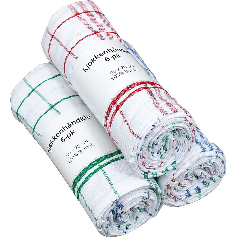 Kökshanddukar 6-pack 50x70 cm rutiga