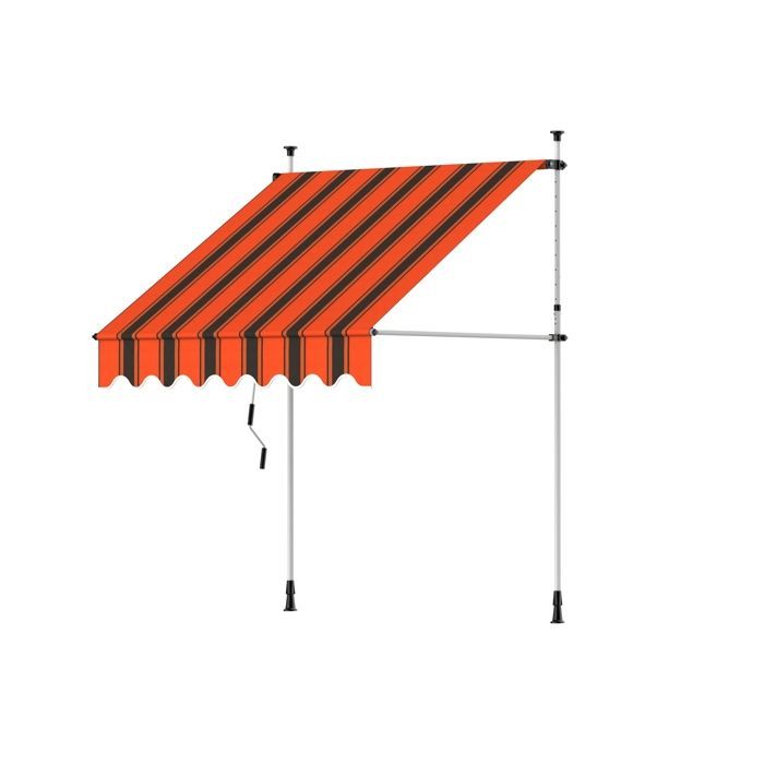 Toldo manual de 200 x 150 cm - No requiere perforación - Ajustable con manivela - Rojo y negro