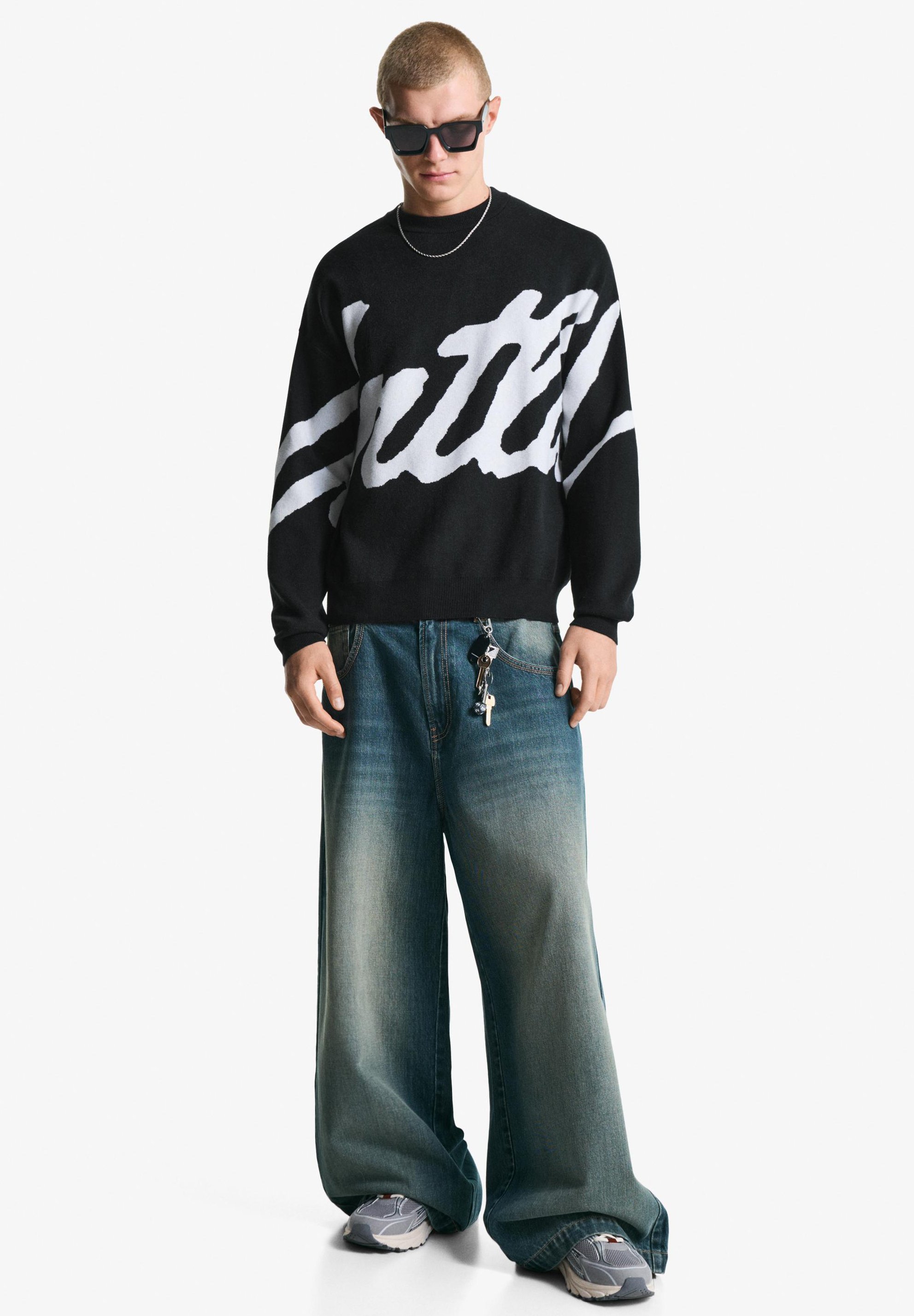Bershka PRINTED - Trui - zwart