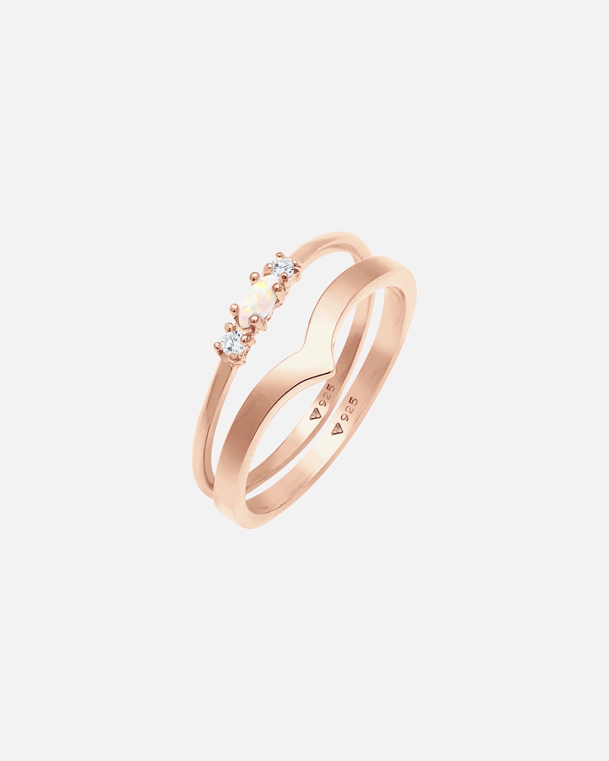 Elli Femmes Ensemble Marquise Forme de V Basique avec Opale Synthétique et Cristaux de Zirconium en Argent Sterling 925