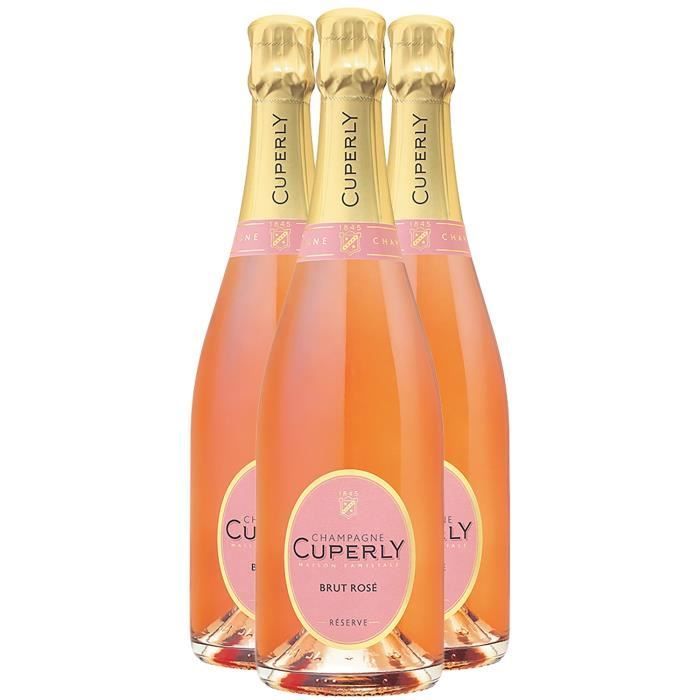 Champagne Réserve Brut Rosé - Juego de 3 x 75cl - Maison Cuperly - Variedades de uva: Chardonnay, Pinot Noir, Pinot Meunier