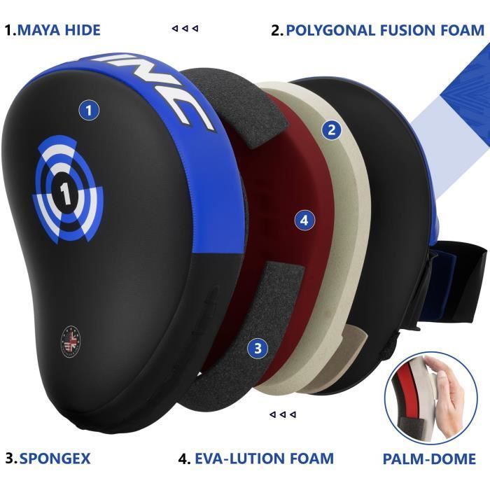 RDX Pattes d'ours Boxe MMA Incurvé Art Martiaux Bouclier Pao Muay Thai Kick Boxing Bouclier Cible D'entraînement Focus Pads, Blue