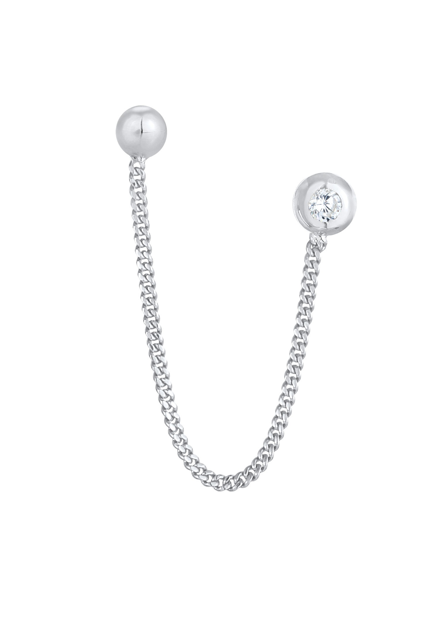 Elli Femmes Double Stud Earrings Ball Trend Blogger with Zirconia Crystals in 925 Sterling Silver Gold Plaquetted