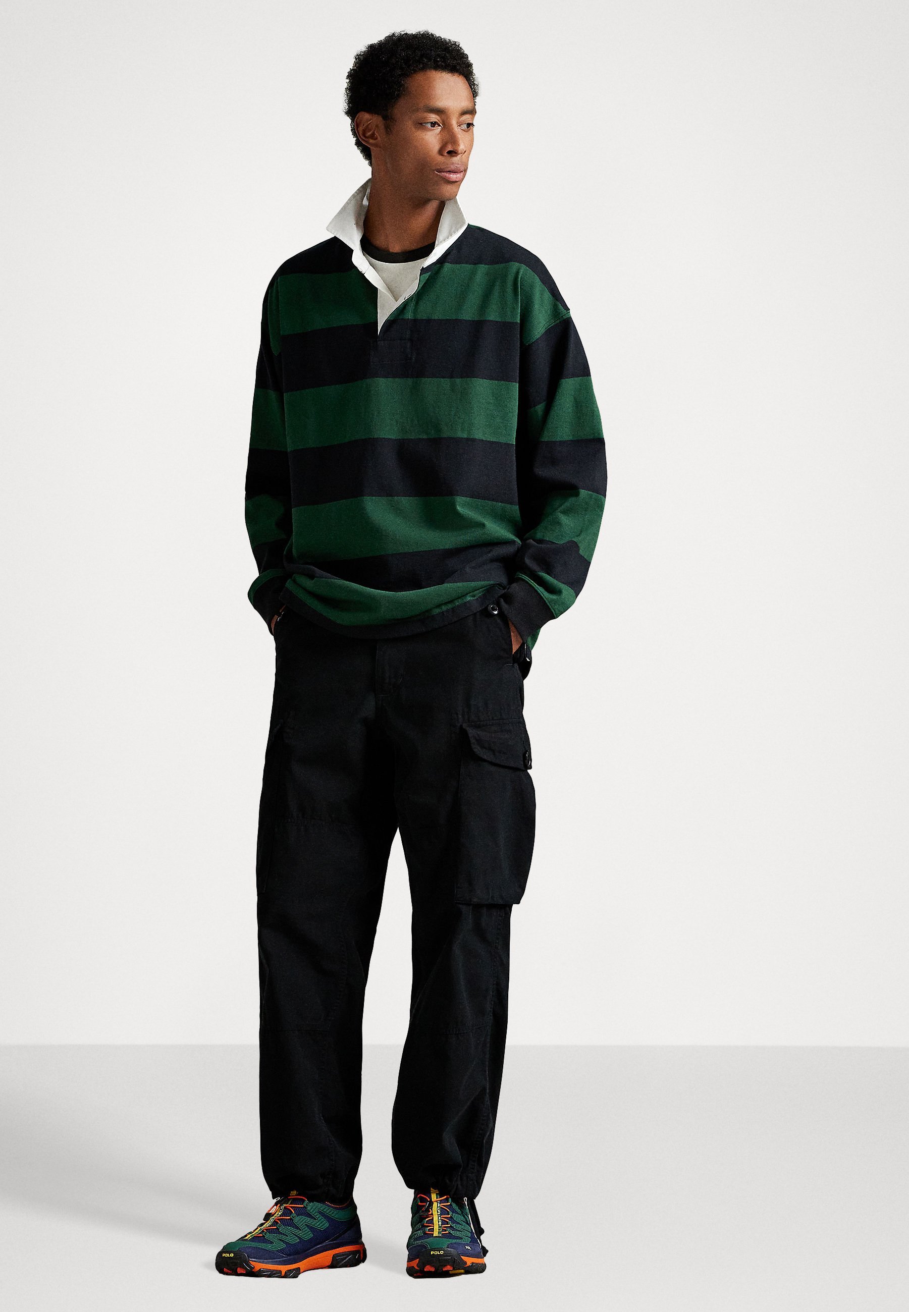 Polo Ralph Lauren BIG FIT GESTREEPT RUGBYSHIRT - Polo shirt - northwest pine/zwart