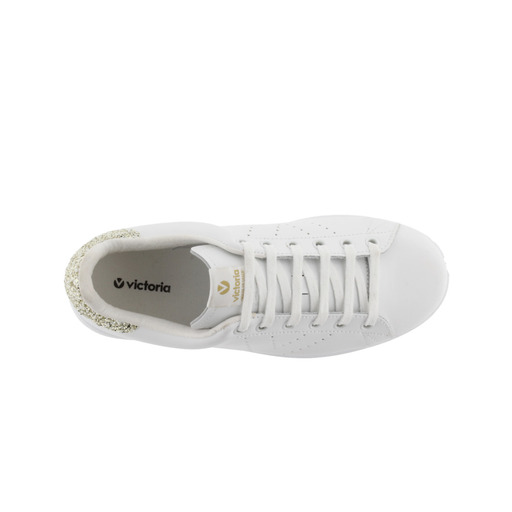  Zapatillas De Piel Victoria Tenis Con Trasera De Glitter Y Logotipo Troquelado