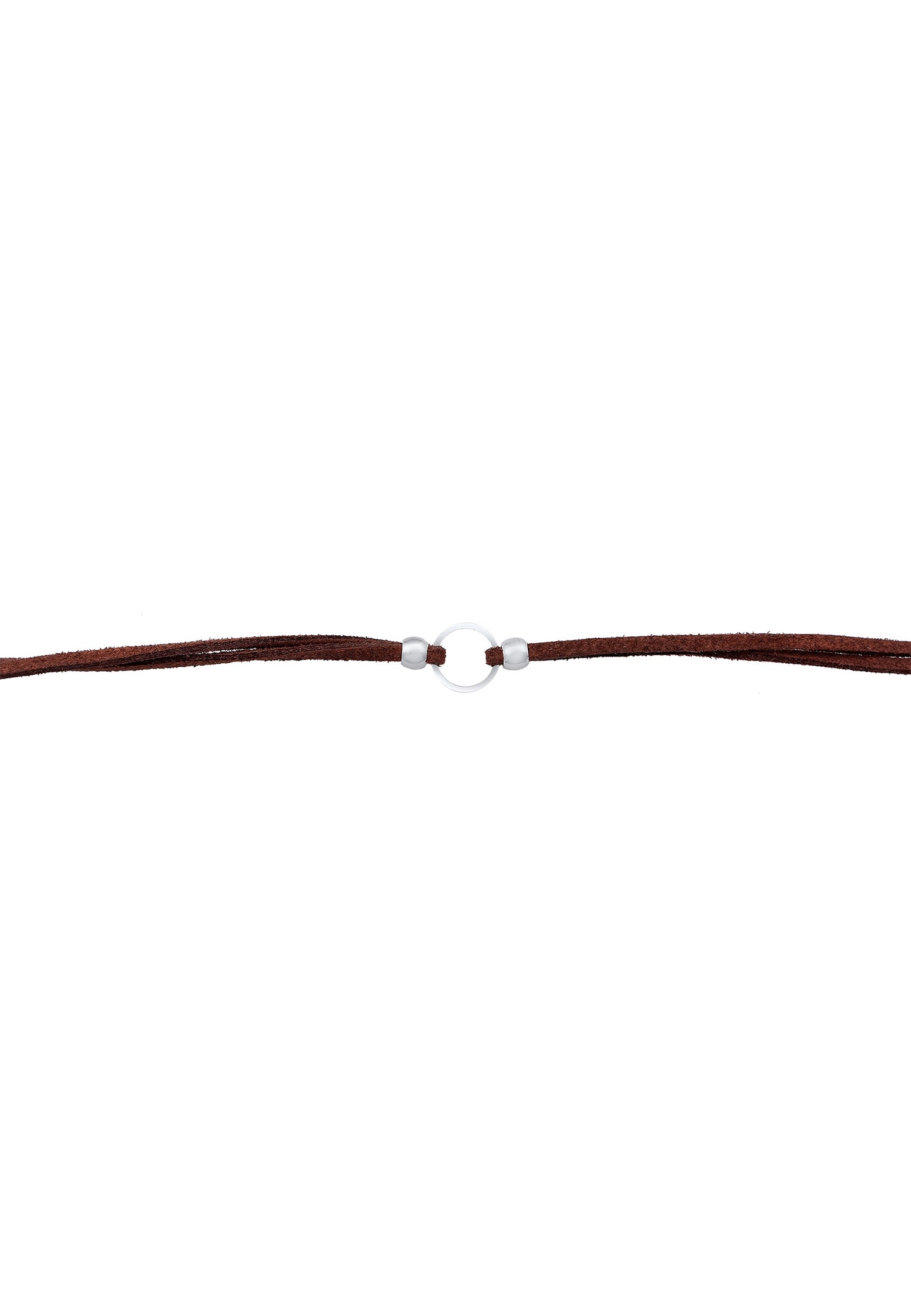 Elli Femmes choker cercle avec similicuir brun en argent sterling 925