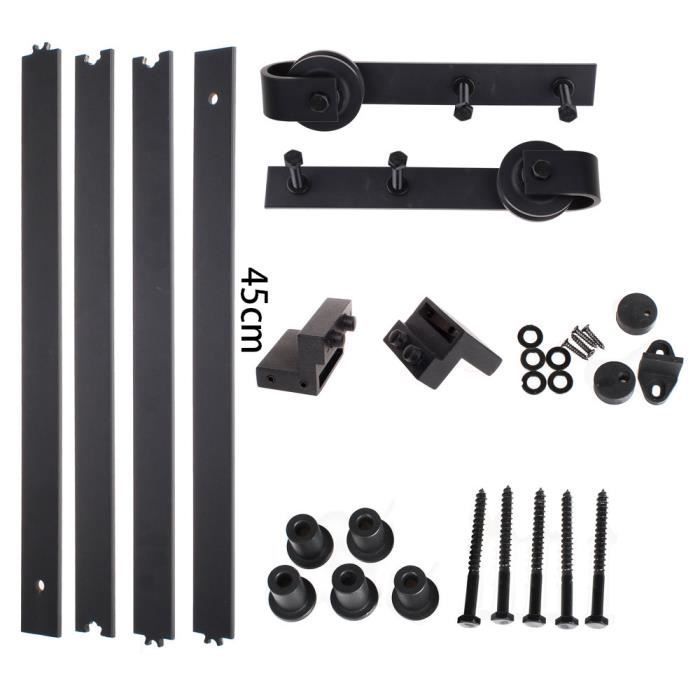 Kit de puerta corredera UNI con riel colgante de 1,8 m (6 pies) - Negro