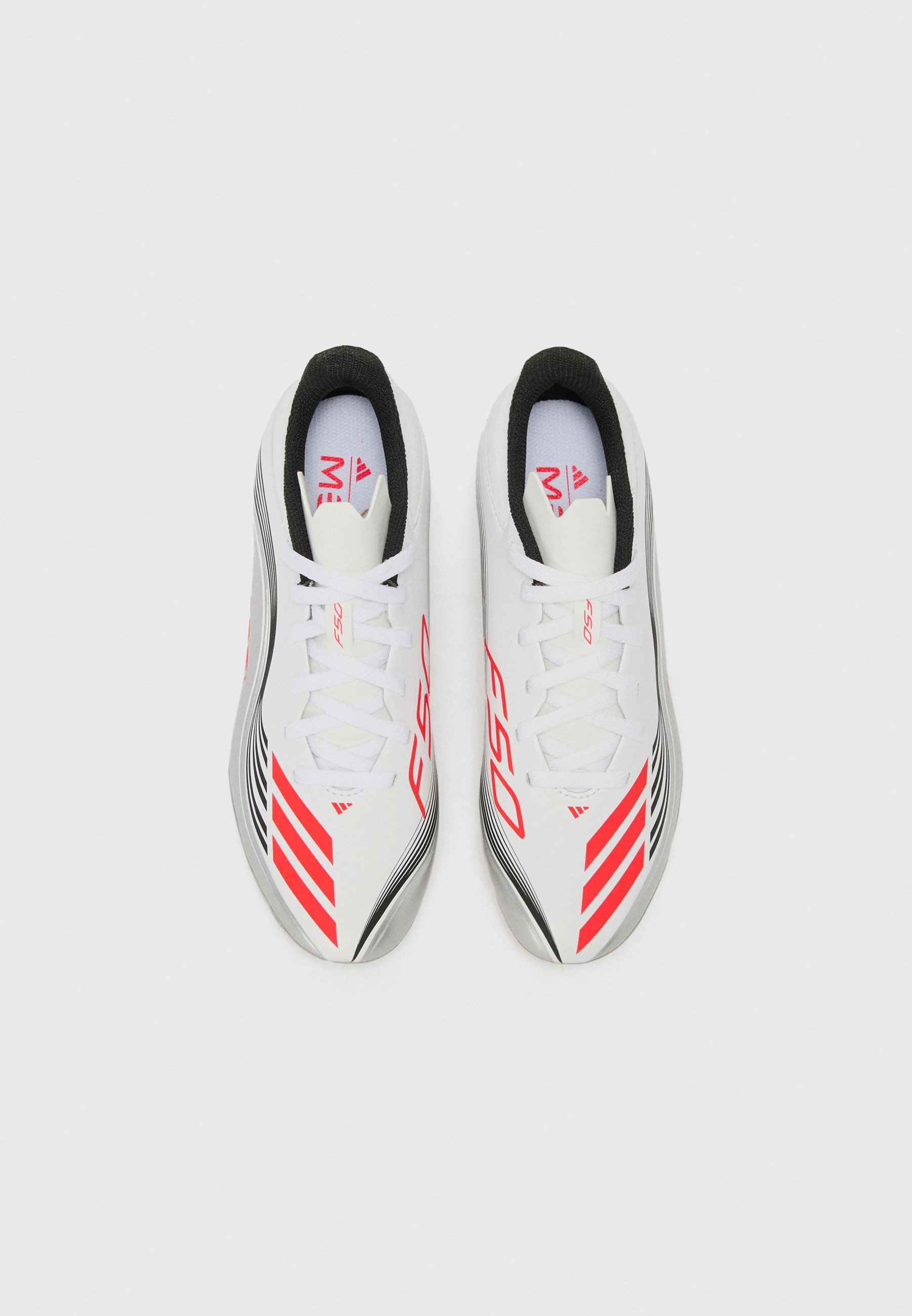 adidas Performance F50 MESSI LEAGUE FG/MG UNISEXE - Chaussures de football pour terrain ferme - blanc/rouge vif/argenté
