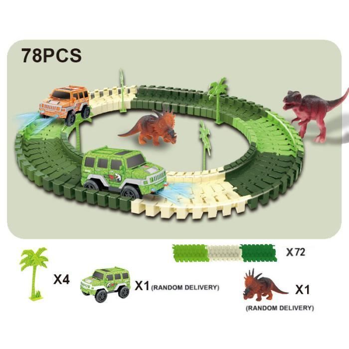 Pista de coches - ZGEER - Aleatorio - 78 piezas - Juguete infantil - Dinosaurios
