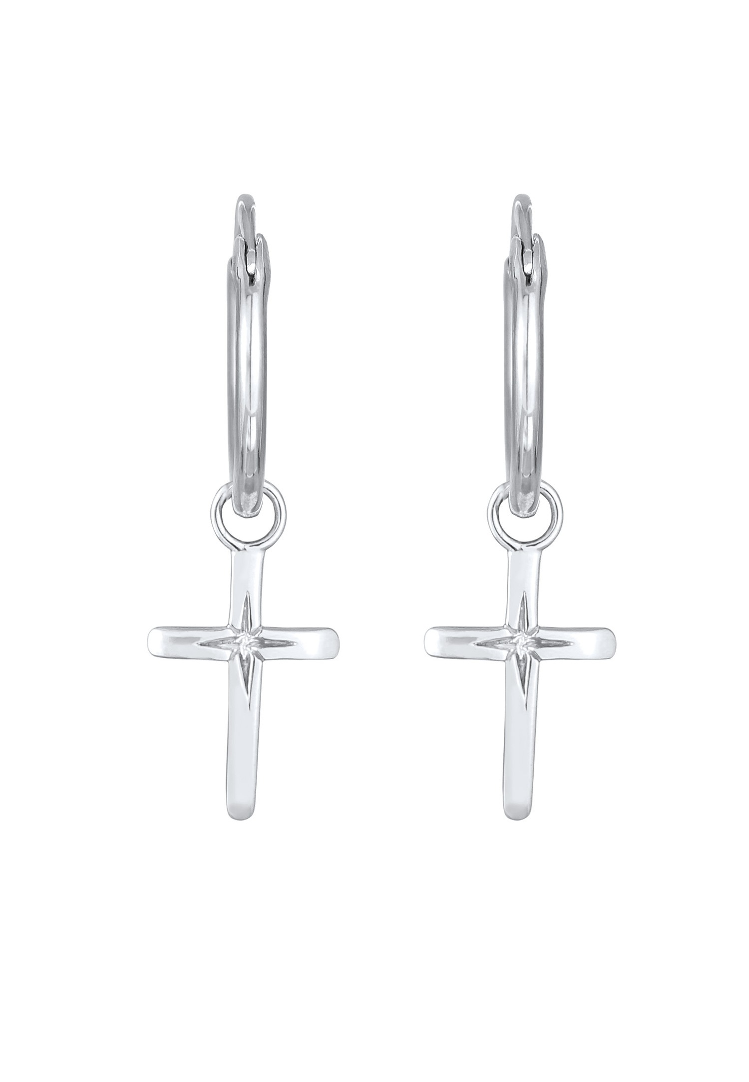 Elli Elli Creoles Femmes Croix Argent Sterling 925 Communion / Confirmation