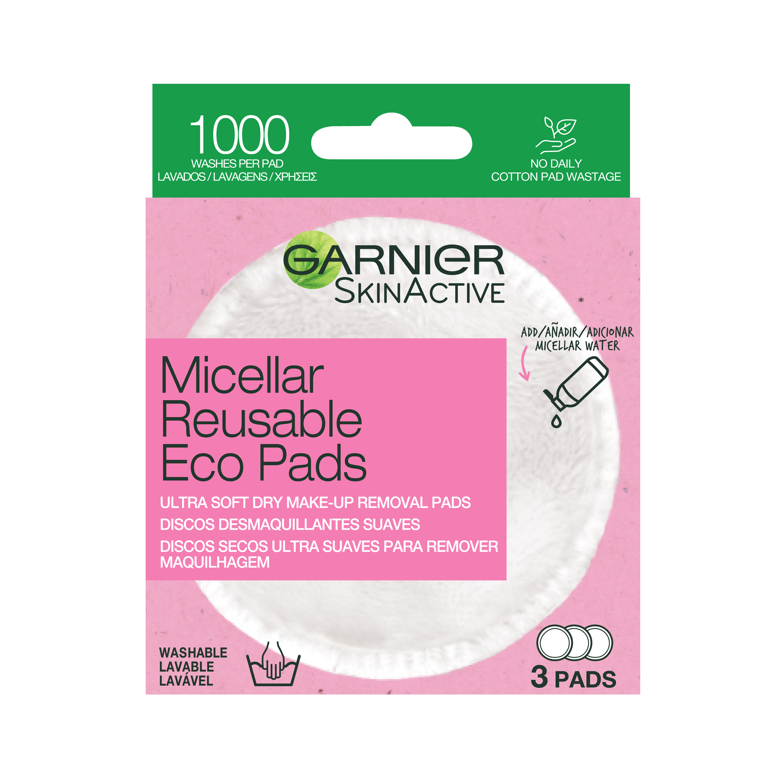 Dischete demachiante micelare reutilizabile Skin Active Eco Pads 3 buc - Garnier