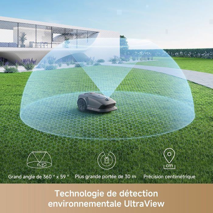Cortacésped robótico MOVA 1000, instalación inalámbrica, mapeo 3D-LiDAR de hasta 1000 m², evitación inteligente de obstáculos.