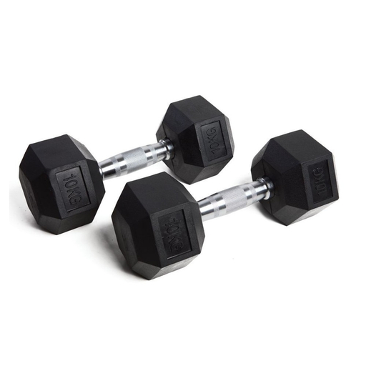 Ensemble de poids hexagonaux en caoutchouc pour salle de sport de 10 kg