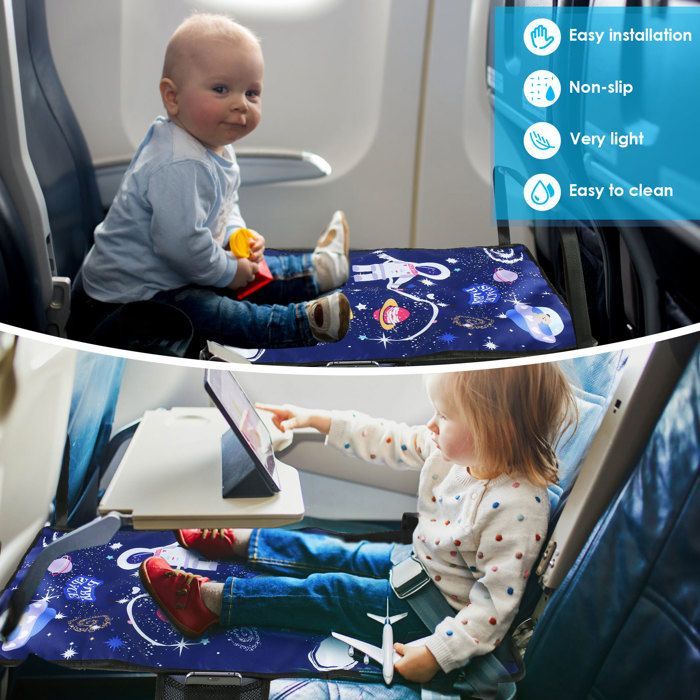 Lettino da viaggio per bambini a forma di aereo, pedali per neonati, poggiapiedi portatile da viaggio, amaca per bambini, estensibile, per riposare, blu stella
