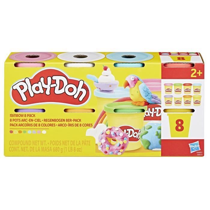 Play-Doh 8 couleurs arc-en-ciel, pots de pâte à modeler de 85 g