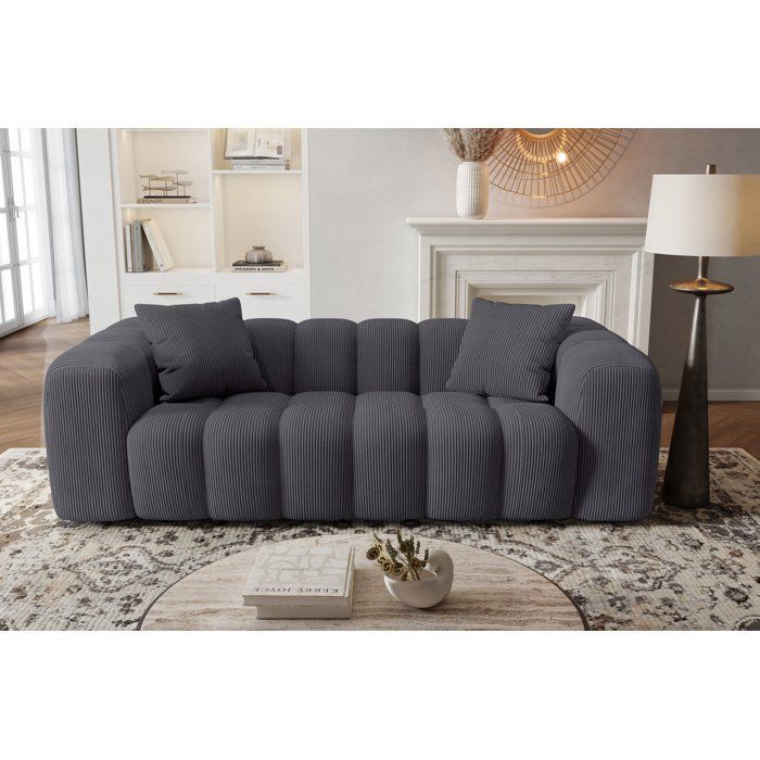 Fixed sofa - 3-seater - SFERA - Anthracite Grey fabric - 240 x 100 x 80 cm