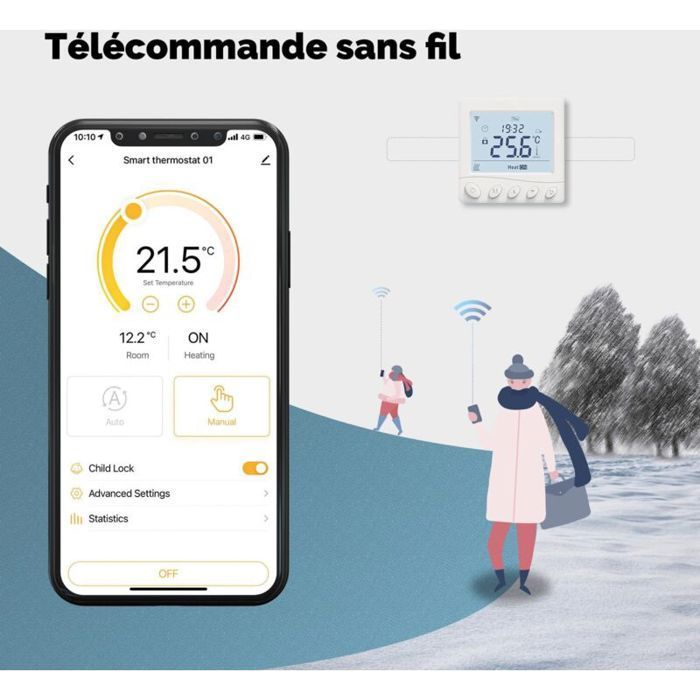 Termostato inteligente WiFi para calderas de gas - MHY® - Compatible con Alexa y Google Home - Control remoto mediante aplicación