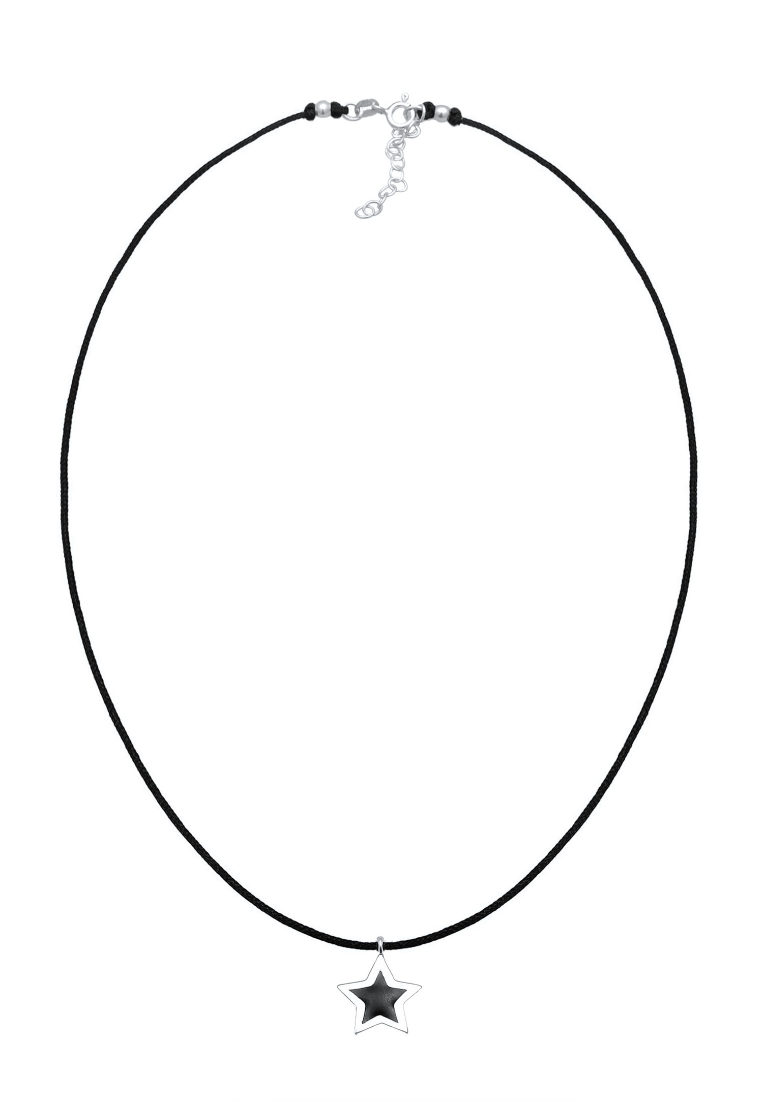 Elli Femmes Choker Pendentif étoile Astro avec émail et textile en argent sterling 925