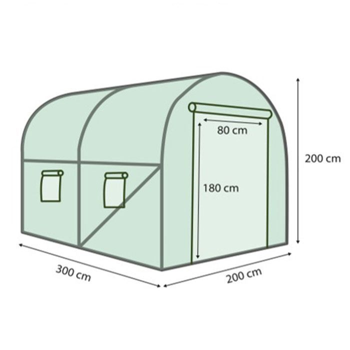 Invernadero tipo túnel IDMARKET ROMA 2x3M Blanco 6m² (Gama Market Garden)