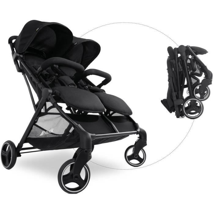 HAUCK - Double Stroller - SWIFT X DUO - 4 Wheels - One-Hand Fold - Black