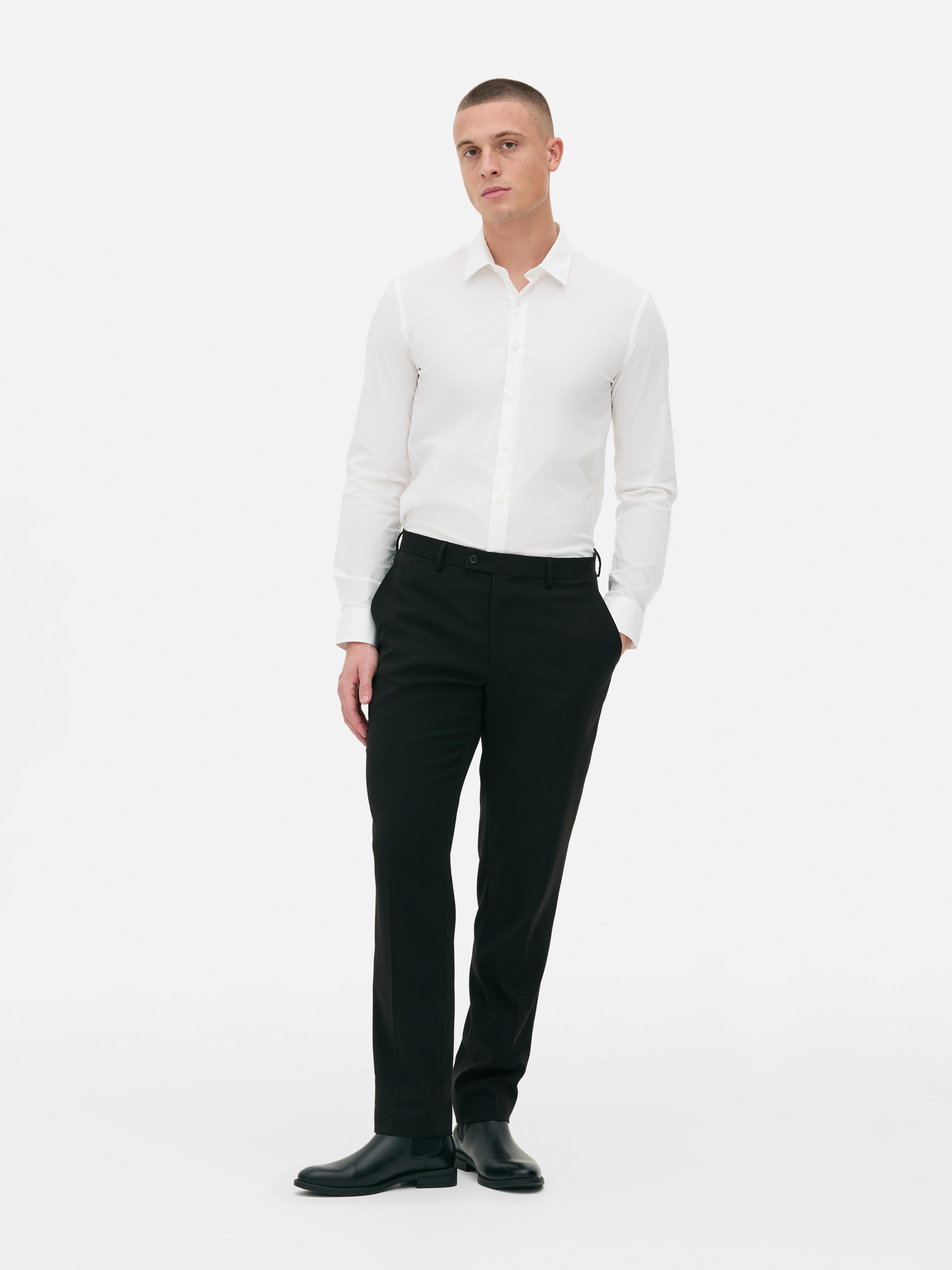Cămașă cu nasturi și material elastic Cămașă slim fit cu guler și închidere cu nasturi în față