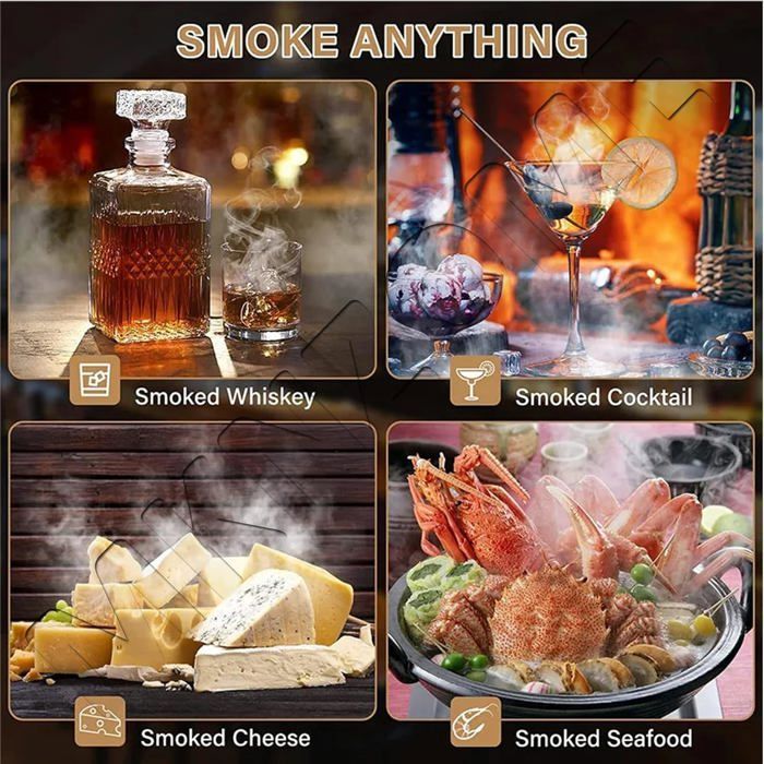 Kit de fumage pour cocktails - SWAPY - Infuseur à fumage - Filtre en acier inoxydable - Torche à butane