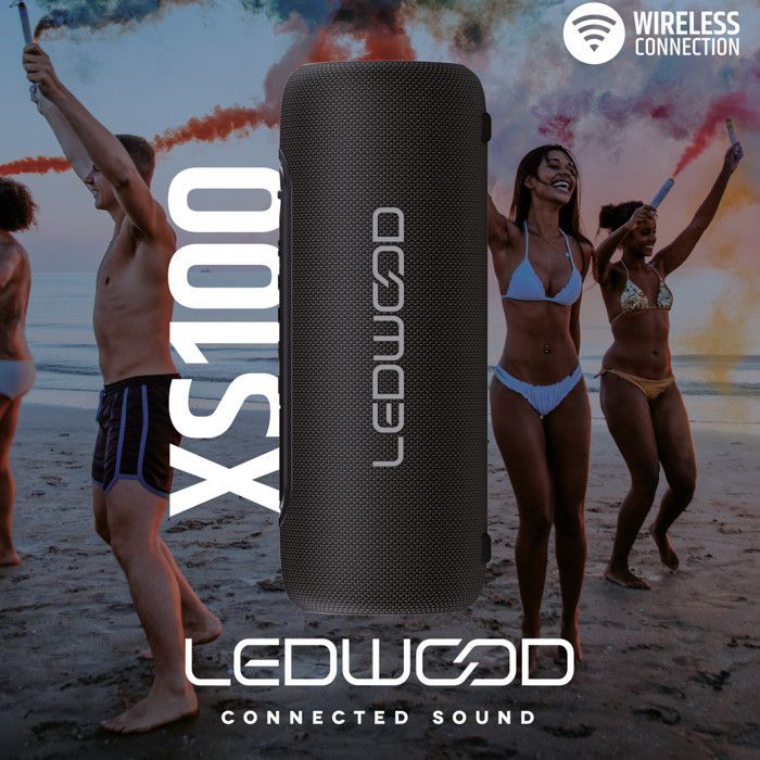 Enceinte Hifi Autonome 100W Ledwood XS100, Ampoule LED, Buetooth USB, TWS, IPX5, Assistant Vocal, 10W RMS, Batterie 2000mAh