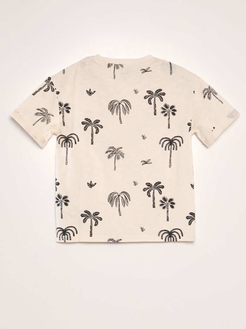 T-shirt con stampa fantasia - BEIGE