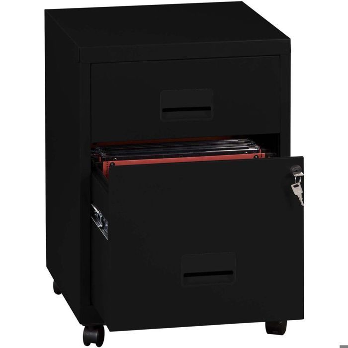Caisson de rangement en acier 2 tiroirs noir mat