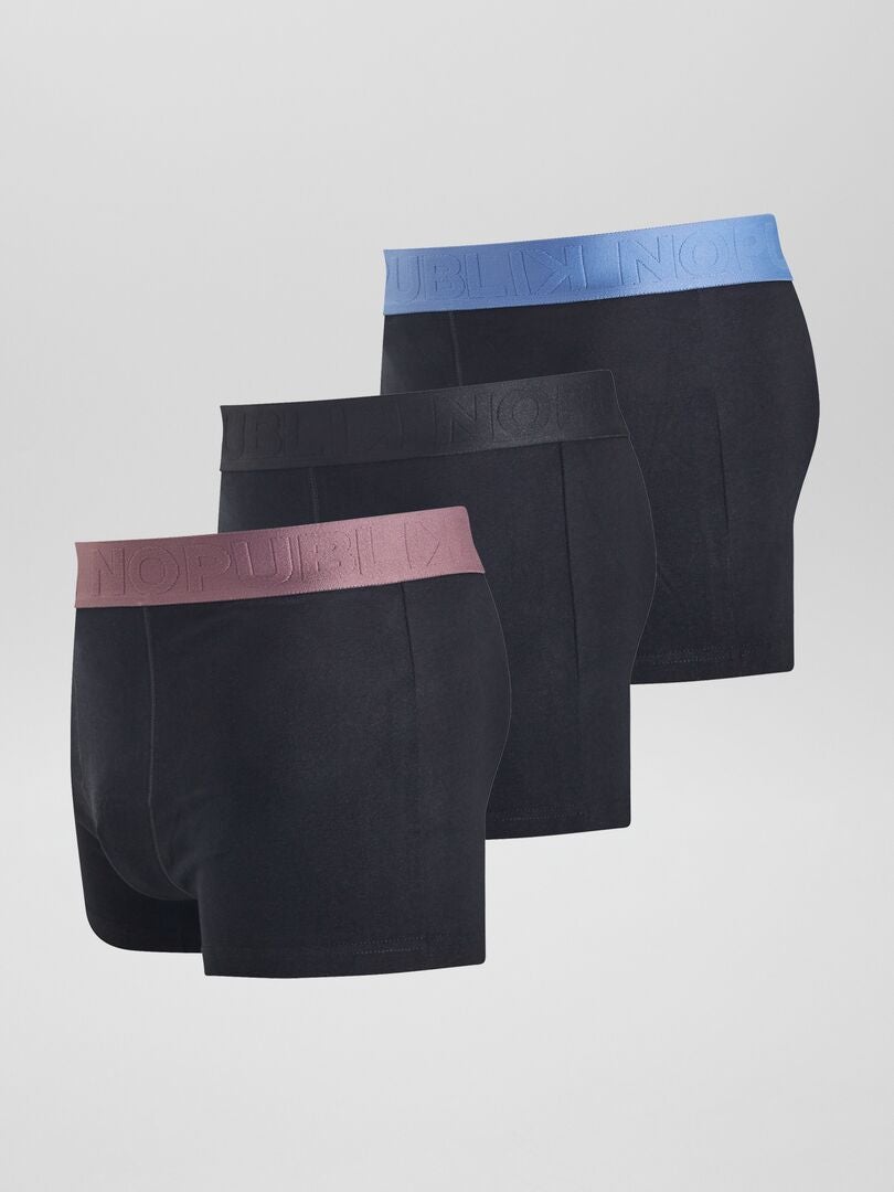 Conjunto de 3 calzoncillos bóxer 'No Publik' - NEGRO