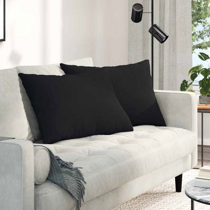 VIDAXL Conjunto de 2 almofadas retangulares para sofá, 70 x 50 x 20 cm - Pretas, com capas removíveis
