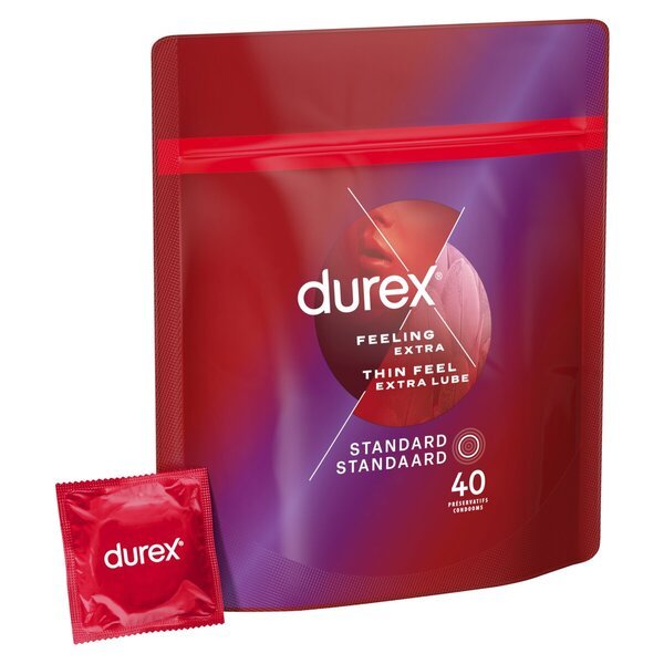 „Durex Thin Feel Extra Lube“ prezervatyvai<br>Medicinos prietaisas - 40 vnt.