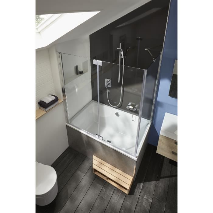 Bañera-ducha rectangular Jacob Delafon Capsule de 120 x 80 cm, color blanco.