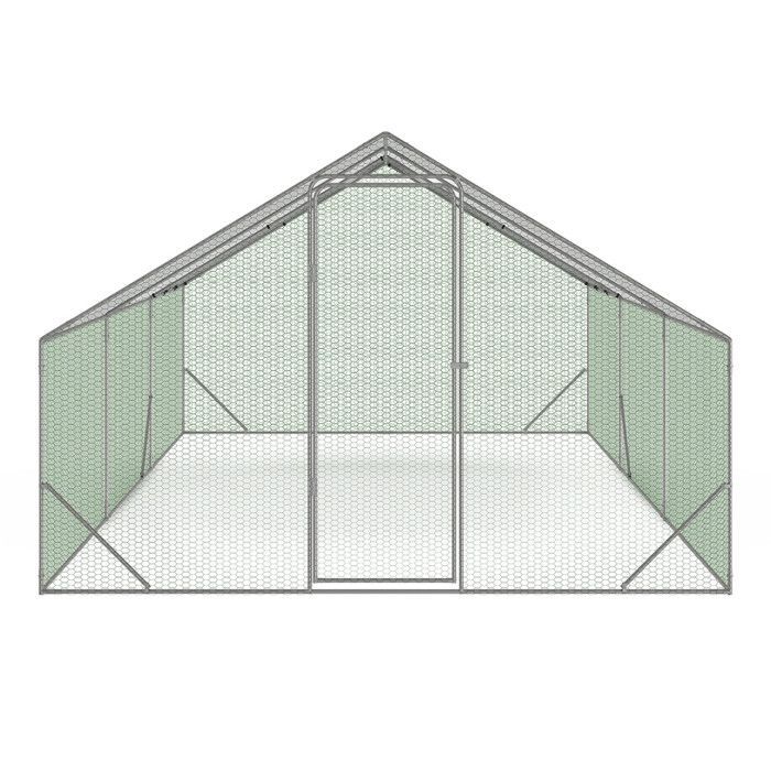 IDMARKET Kippenhok met omheining van 18 m², draadgaas, ren 6x3 m, gegalvaniseerd staal