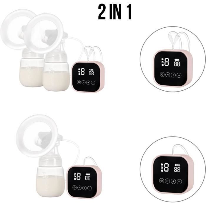 Electric Breast Pump, Rechargeable Double Breast Pump with LED Touch Screen, 4 Modes and 9 Suction Levels, BPA-Free - Yellow