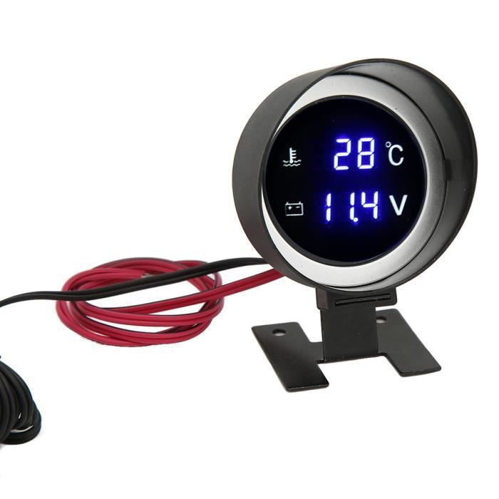 Medidor de temperatura da água para carro Zerone, medidor digital redondo de temperatura da água, voltímetro LED, DC 9V-36V com luz.