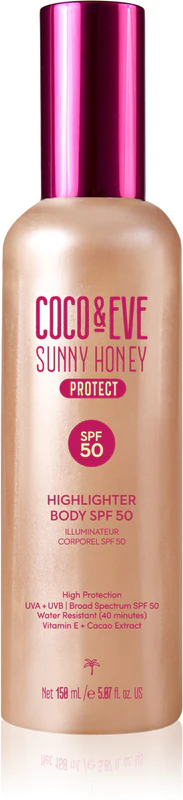Coco & Eve Sunny Honey Highlighter Body SPF50 beschermend serum met een verhelderend effect