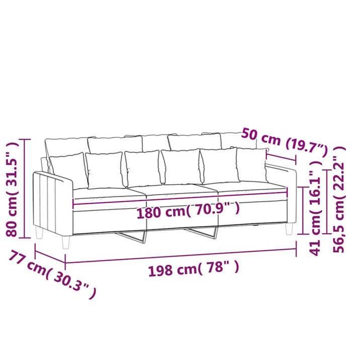 vidaXL Sofá de 3 plazas, sillón reclinable con cojines, asiento con reposabrazos y respaldo, sillón para TV de salón, 359319
