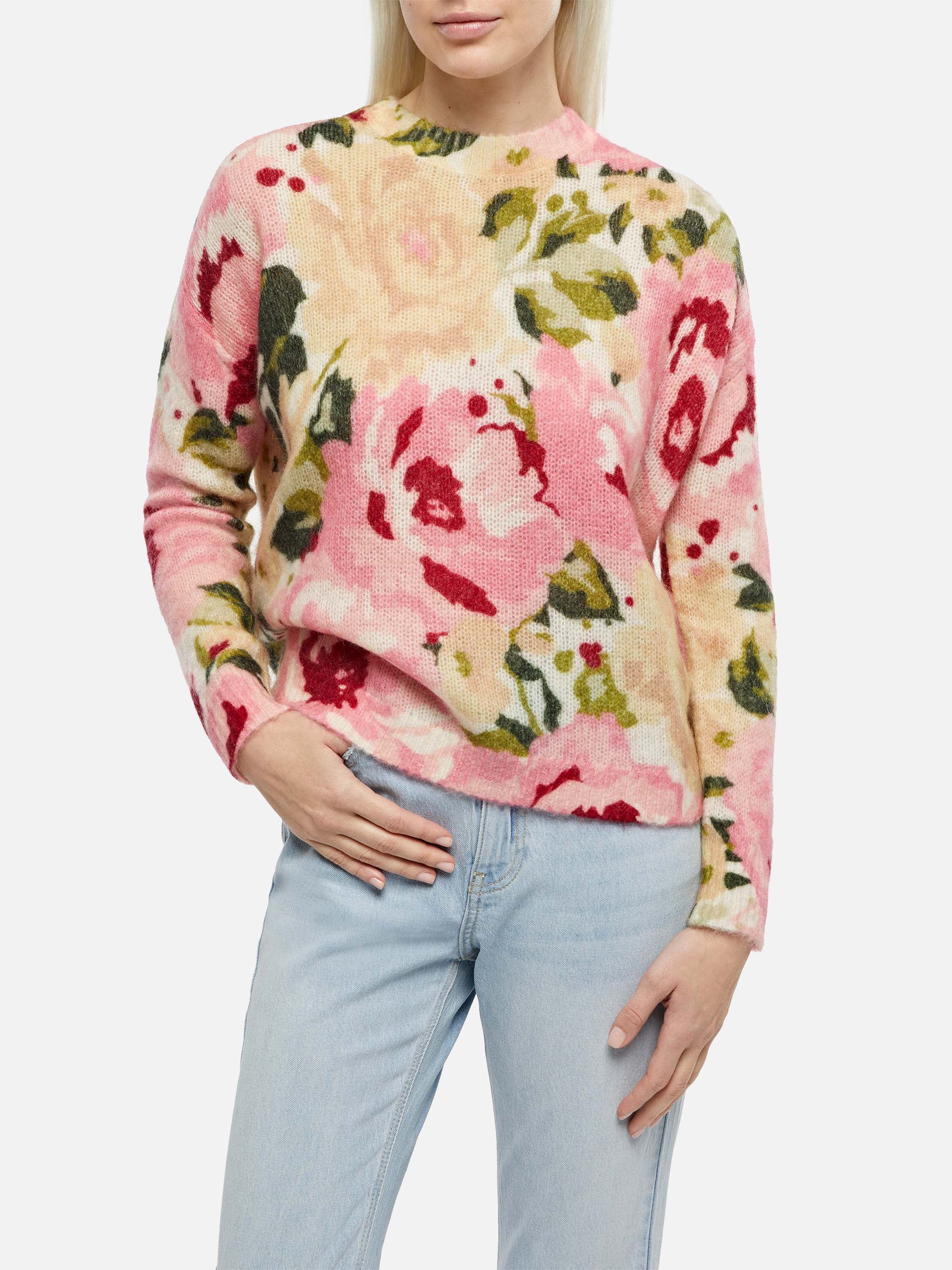 Louise damestrui van mohair met pioenrozenprint